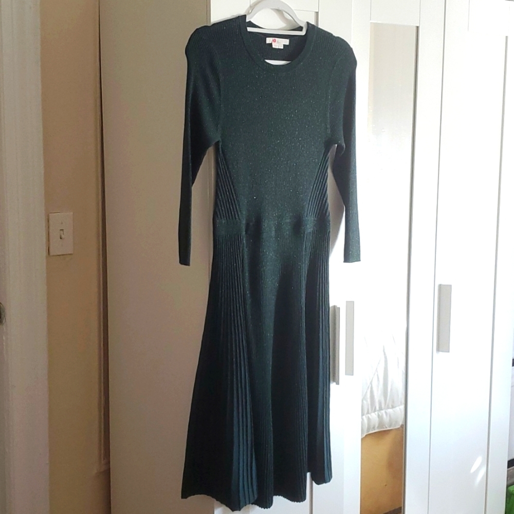 Metallic green Boden Diona midi dress